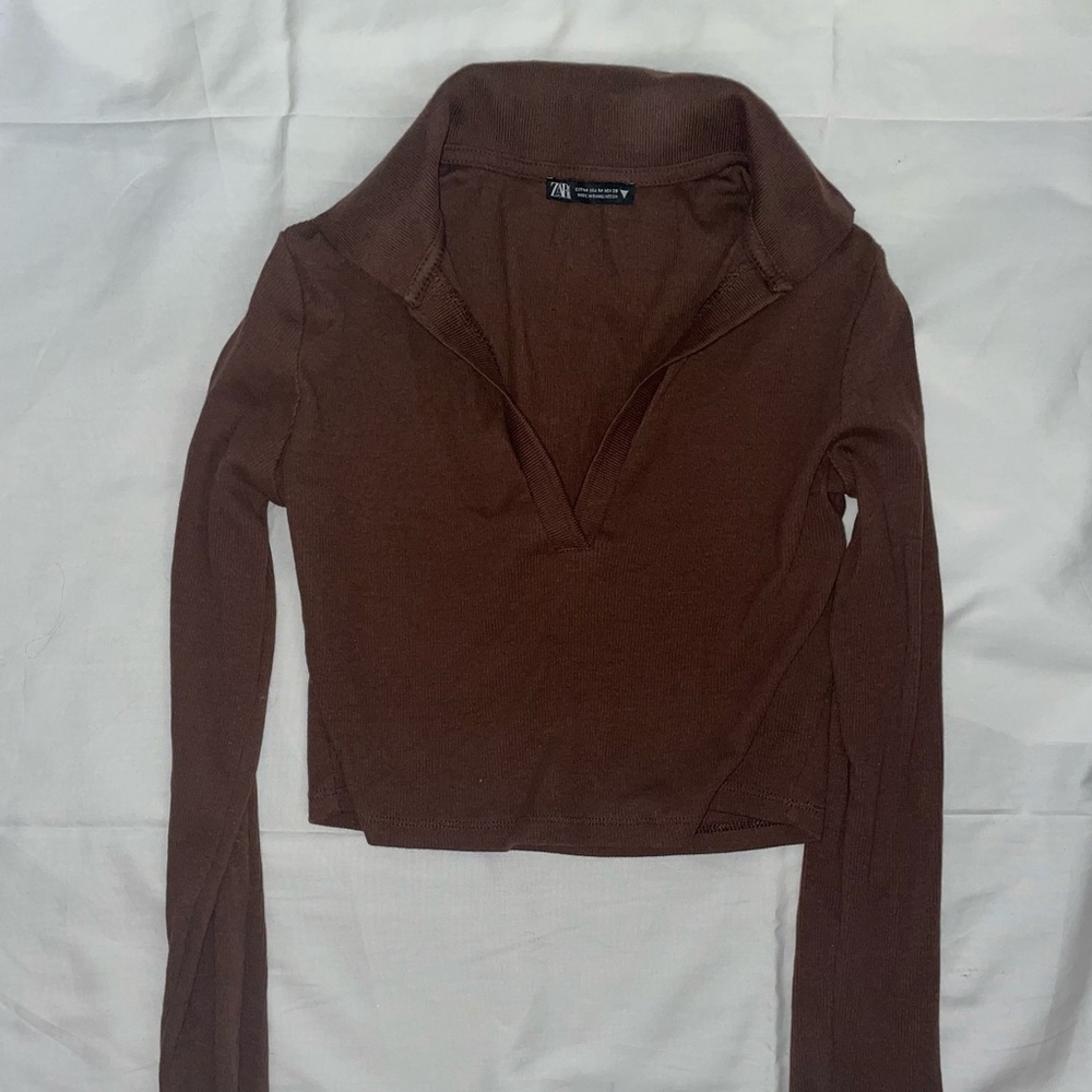 zara long sleeve collared shirt